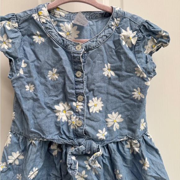 NWOT Carter’s 3T Girls  Denim Floral Daisy Short Sleeve Top Blouse - Picture 2 of 6